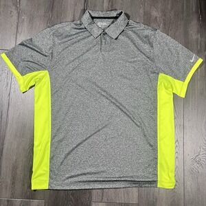 Nike Golf Polo Shirt XL Tour Performance Gray Neon Yellow Mens Stretchy High Viz